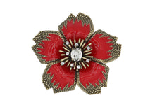 Load image into Gallery viewer, Midnight Blossom Red Brooch
