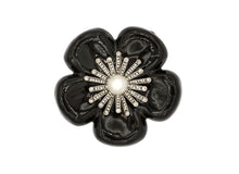 Load image into Gallery viewer, Camellia Black Enamel Brooch
