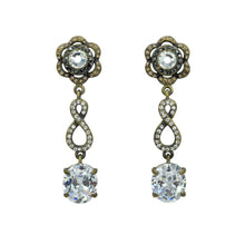 Load image into Gallery viewer, Floral Crystal Drop Earrings
