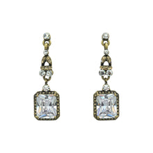 Load image into Gallery viewer, Asscher Champagne Crystal Earrings
